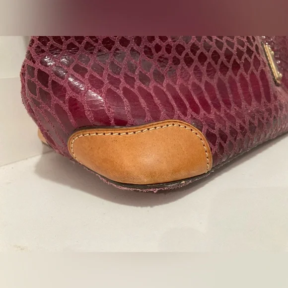 Dooney & Bourke Erica Hobo Rasberry Snakeskin Hobo Bag - Picture 3 of 14